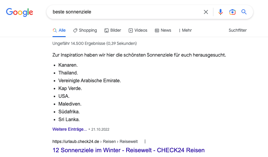 featured snippets